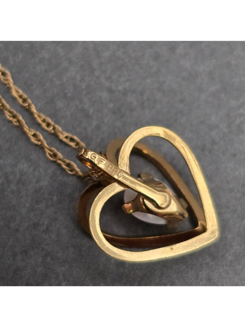 Vintage PPC 14K Gold Filled Opal Heart Pendant Necklace 18" Natural Gemstone - Picture 9 of 16